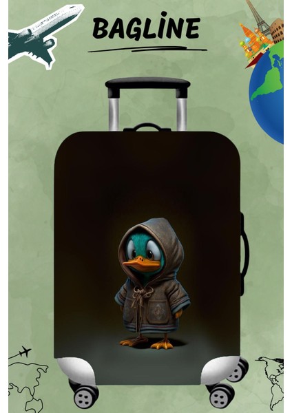 Likralı Esnek Kumaş Ördek Baskılı Dayanıklı Valiz ve Bavul Kılıfı