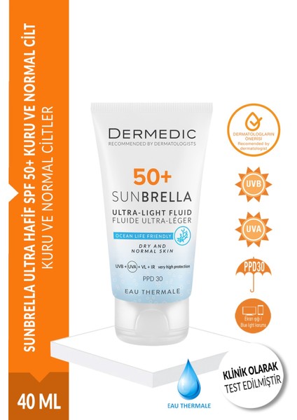 Sunbrella Ultra Hafif Spf 50+ Kuru Normal Cilt Güneş Kremi 40 ml
