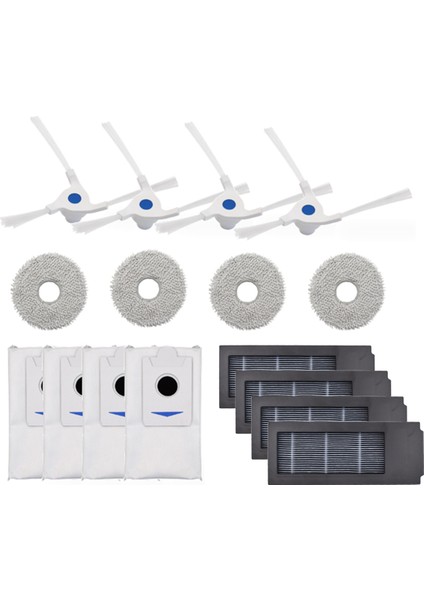 16 Adet Aksesuar Kiti Deebot X2/x2 PRO/DEX86 Robotlu Süpürge Yan Fırça Filtre Toz Torbası Paspas Bezi (Yurt Dışından)
