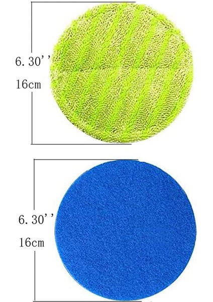 16 Adet Akülü Elektrikli Döner Paspas Süpürgesi Için Yedek Ped Kablosuz Elektrikli Döner Paspas Scrubber Pad, Mavi + Yeşil (Yurt Dışından)