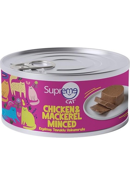 Cat Tavuklu ve Uskumrulu Kıyılmış Yetişkin Konserve Kedi Maması 85GR 24LÜ