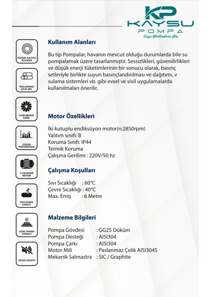 HMC145-6SH Yatay Milli Çok Kademeli Pompa