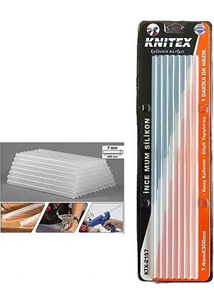 8 Adet Ince Mum Silikon Çubuk Sıcak Silikon 7,4mm x 300 mm Sıcak Silikon Mum Şeffaf Mum