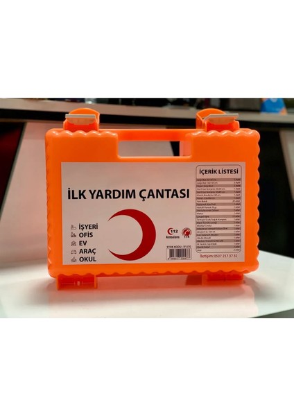 İlk Yardım Çantası Ofis, Ev, Okul, Araba ve İş Yerleri İçin Eksiksiz Set Turuncu Renk İY 070