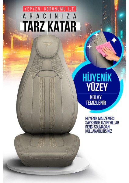 Panda Hunter Lacoste Kumaş Ortopedik Destekli Oto Koltuk Kılıfı-Tam Set indirimleri