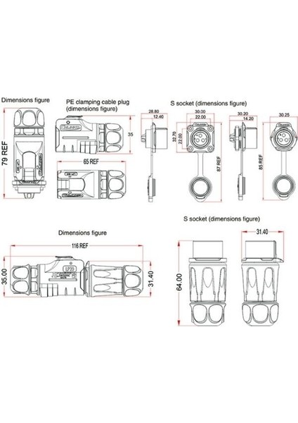 LP-20-C09SX-03-401 9-Pin Su Geçirmez Konnektör - Erkek