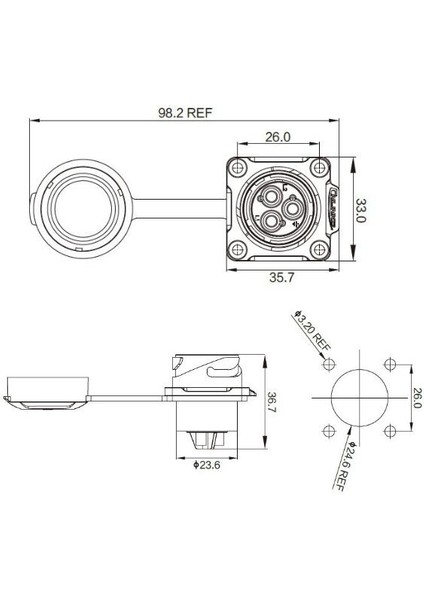 DH-24-J03SX-03-401 3-Pin Su Geçirmez Konnektör - Dişi