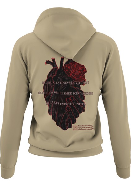 Birleşik Çift El Kalp Temalı Kapşonlu Sweatshirt fiyatları