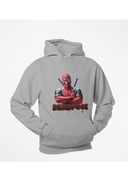 Deatpool Baskılı Kapşonlu Sweatshirt
