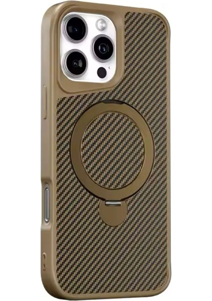 iPhone 16 Pro Carbon Standlı 360 Premıum Megsafe Kılıf