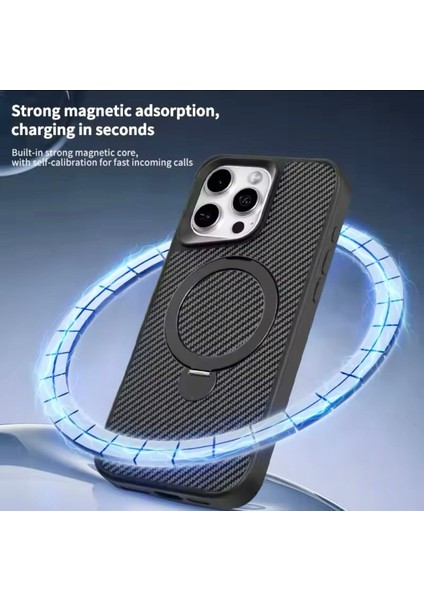iPhone 16 Pro Carbon Standlı 360 Premıum Megsafe Kılıf