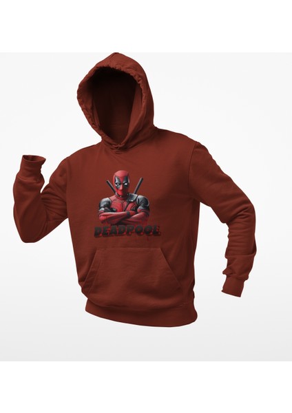 Deatpool Baskılı Kapşonlu Sweatshirt