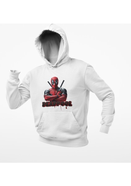 Deatpool Baskılı Kapşonlu Sweatshirt