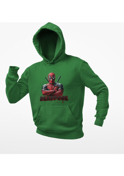 Deatpool Baskılı Kapşonlu Sweatshirt