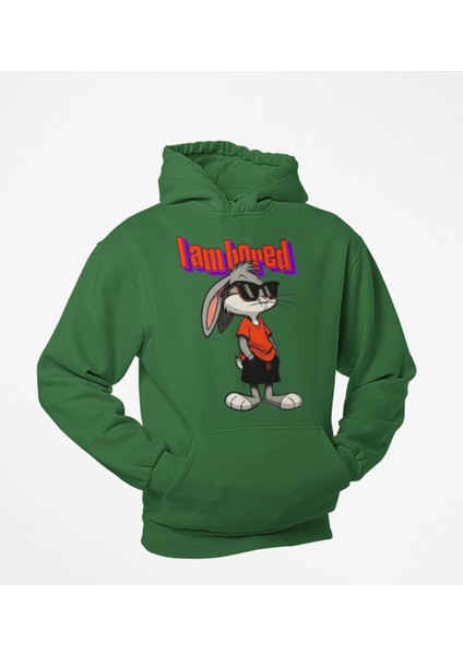 I Am Bored(Sıkıldım) Elleri Cebinde Tavşan Baskılı Sweatshirt Modelleri