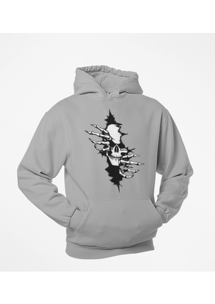 Güğsü Yarıp Çıkan Iskelet Temalı Kapşonlu Sweatshirt