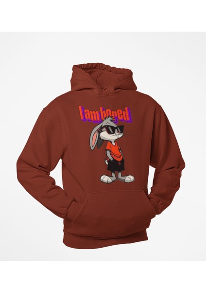 I Am Bored(Sıkıldım) Elleri Cebinde Tavşan Baskılı Sweatshirt Modelleri