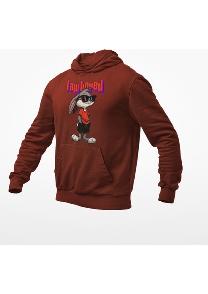 I Am Bored(Sıkıldım) Elleri Cebinde Tavşan Baskılı Sweatshirt Modelleri