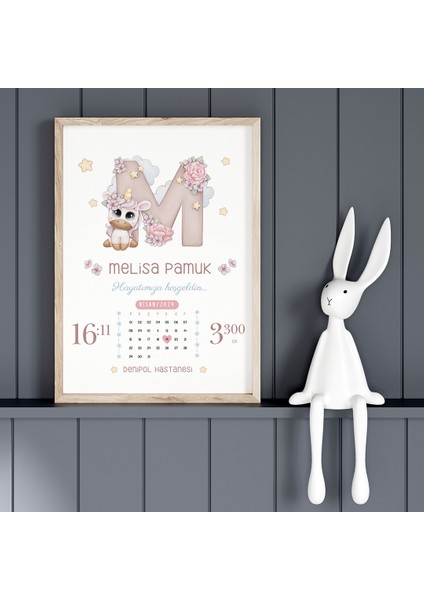 Unicorn Temalı Bebek ve Çocuk Odası Doğum Anısı Tablosu, Bebek Doğum Hatırası Tablosu, Doğum Panosu