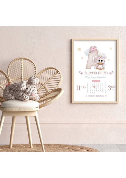 Unicorn Temalı Bebek ve Çocuk Odası Doğum Anısı Tablosu, Bebek Doğum Hatırası Tablosu, Doğum Panosu modelleri