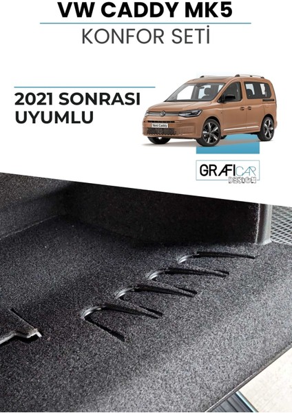 Volkswagen Caddy Uyumlu Konfor Seti / 2021+ Araç Içi Eşya Saklama Cepleri Kumaş Kaplama Ses Giderici Set