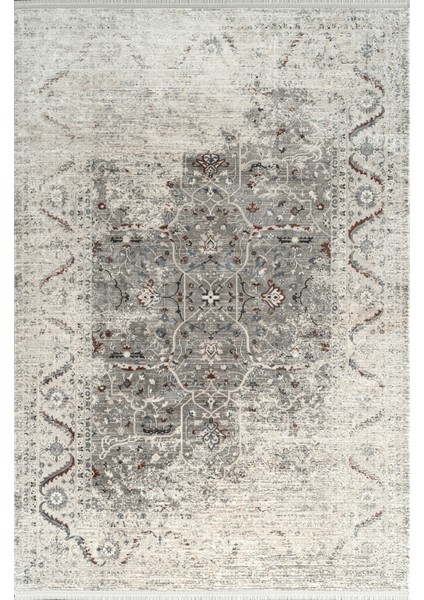 Galenda JH03B Krem Gri Viskon Akrilik Yumuşak Dokulu Modern Halı Karademir Home
