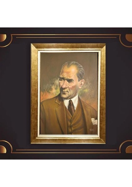 Özel Altın Seri Atatürk Paspartulu Tablo BN185