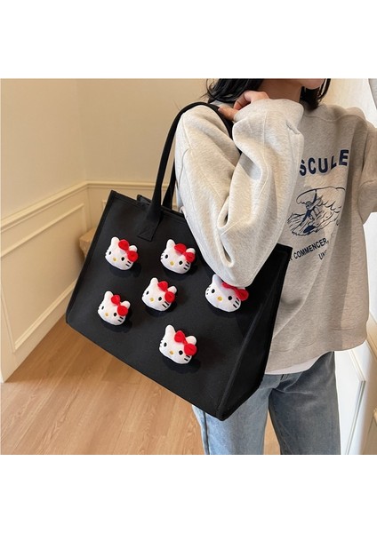 Kedi Kız Stili Kanvas Omuz Çantası (Yurt Dışından)