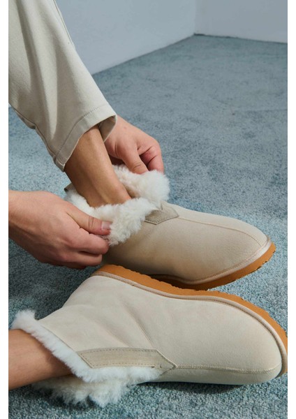 Hakiki Süet İçi Kürklü Unisex Panduf 191200
