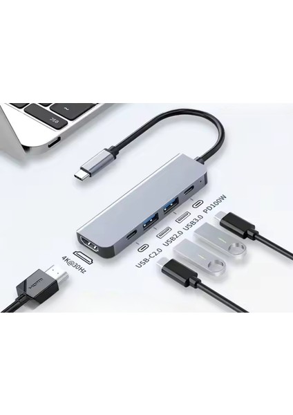 PL-5560 4K Type-C 5in1 Şarj,hdmı ve USB Çoğaltıcı Adaptör Çevirici fiyatları