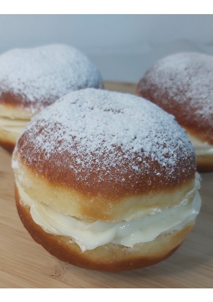 Berliner - Krapfen, Bavyera Kreması Dolgulu 4' Lü Paket, Alman Pastası.