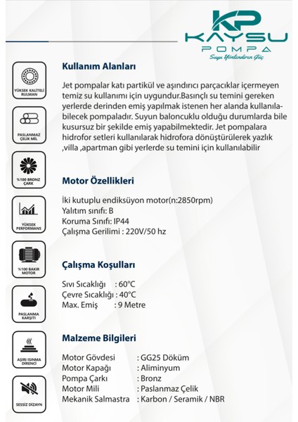 HKJM150 Derinden Emişli Jet Su Pompası