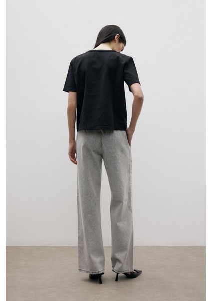 Taş Işlemeli Beli Lastikli Denim Pantolon modelleri