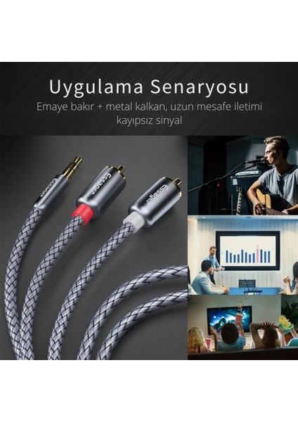 Pro Series 1 Metre 3.5mm Jack To Rca Stereo Ses Sistemi Kablosu, Amfi, Hoparlör, Tv Ses Sistemi Kablosu