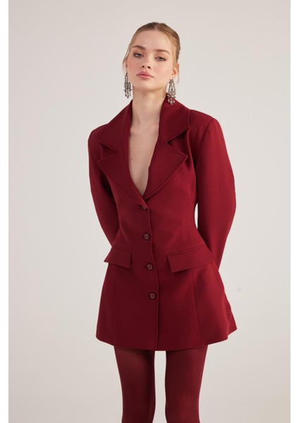 Belden Oturmalı Fit Kesim Deja Blazer Ceket Bordo fiyatları