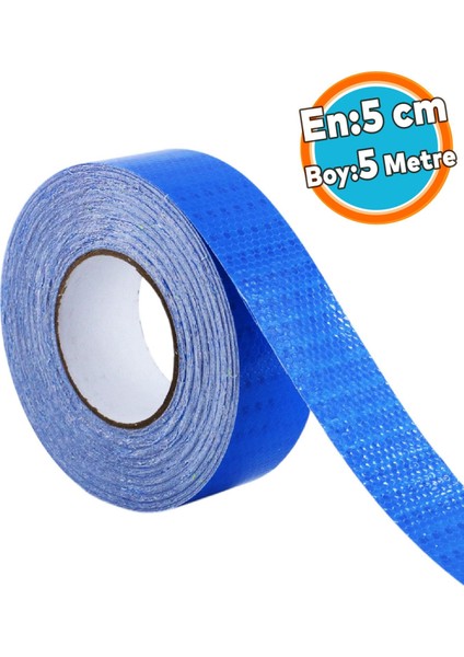 Yapışkanlı Gece Parlayan Reflektörlü En 5 cm Onaysız Reflektif Ikaz Bandı 5 Metre Mavi Şerit Bant