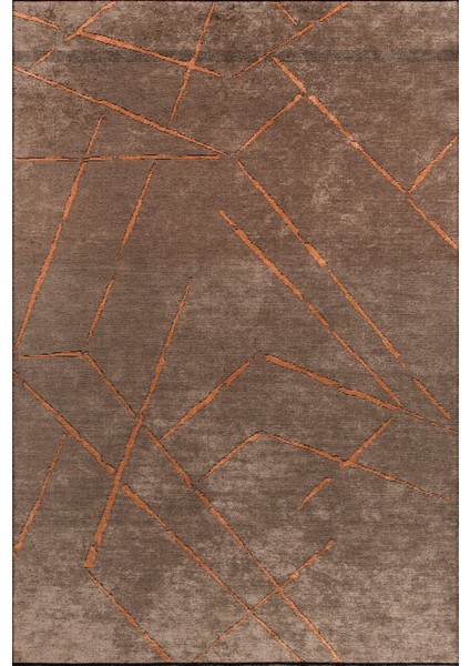 Azur UZ02D Kahve Bakır Pamuk Akrilik Yumuşak Dokulu Modern Kilim Karademir Home