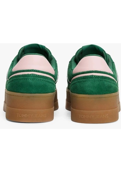 Kadın Süet Platform Taban Yeşil Sneaker