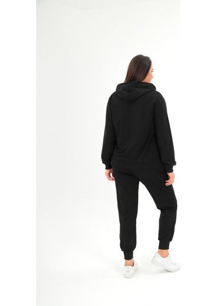 Kadın Iki Iplik Önü Fermuarlı Paçası Lastikli Kapşonlu Eşofman Takımı indirimleri