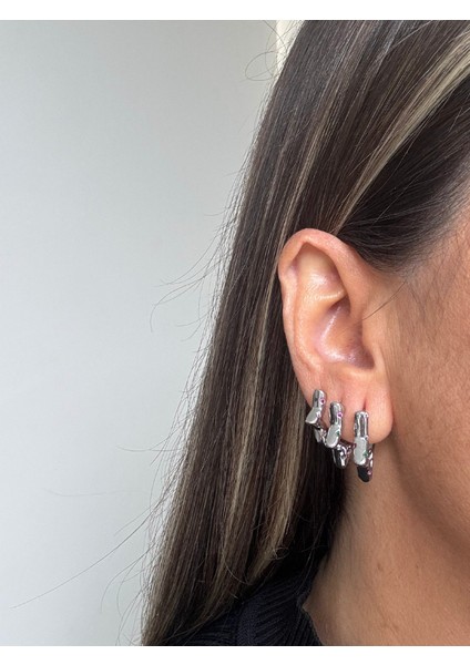 Minik Taşlı 3lü Set Yıldız Küpe modelleri