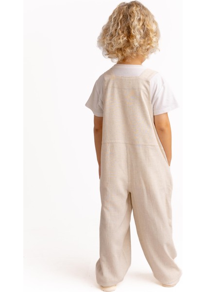 Unisex Bol Paça Keten Salopet Naturel fırsatları