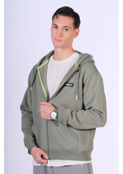 Oversize Arka Baskı Detaylı Fermuarlı Sweatshirt