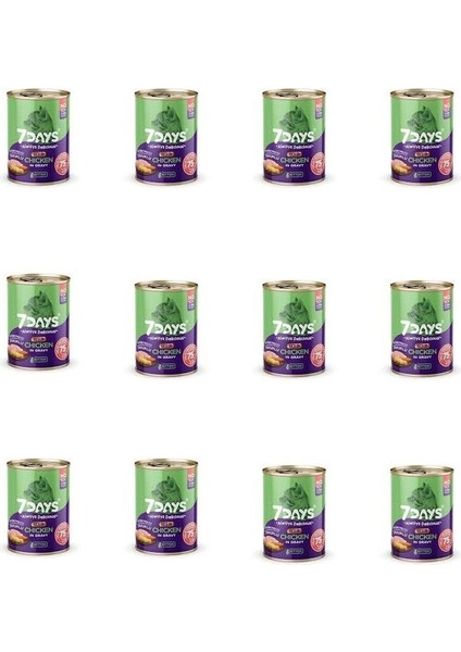 7 Days Tavuklu Kedi Konserve 415 gr 12 Adet