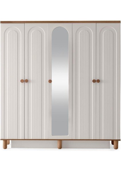 100 Mdf-Aytaşı-Bohem Robe 5 Kapaklı Aynalı Gardırop