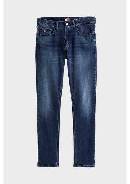 Esnek Pamuklu Slim Fit Normal Bel Dar Paça Jeans Erkek Kot Pantolon DM0DM20550 1bk