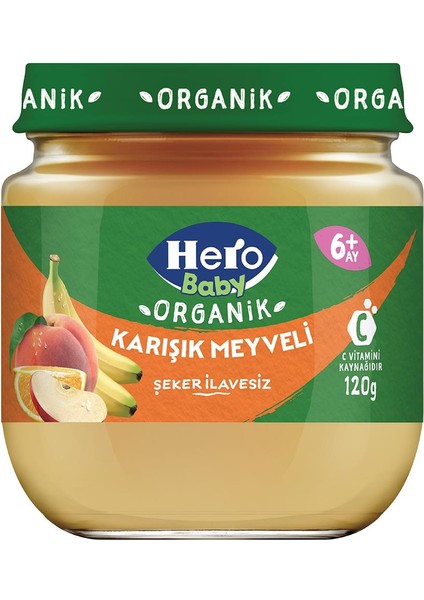 Organik Karışık Meyveli Püreli Kavanoz Mama 120g x 6 (720g) fiyatları