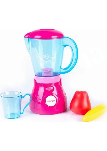 Oyuncak Aksesuarlı Pilli Işıklı Gerçekçi Hareketli Blender - Eğitici Evcilik Mutfak Oyun Seti Pembe