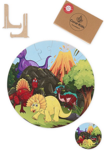36 Parça, 42CM Çapında 3mm Ahşap Üstüne Dinazor Temalı Puzzle fiyatları