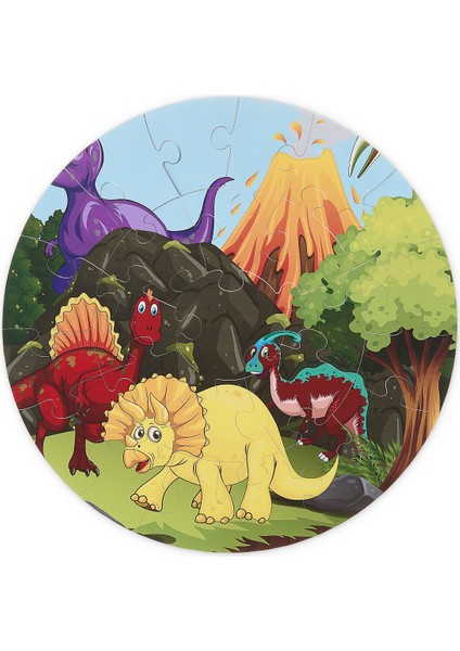 36 Parça, 42CM Çapında 3mm Ahşap Üstüne Dinazor Temalı Puzzle indirimleri