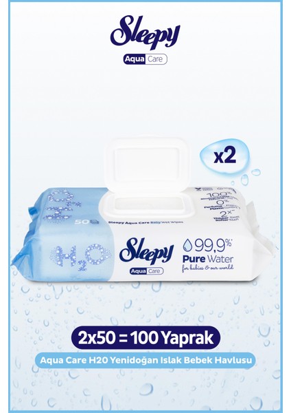 Aquacare H2O Yenidoğan Islak Bebek Havlusu 2X50